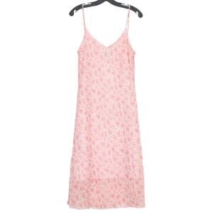 White Moon Dress Y2K Boho Cottage Romantic Fairycore Floral Midi Pink Large Flaw